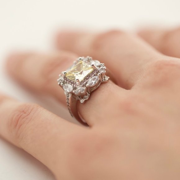 18k Gold Dipped Yellow Pink Topaz Engagement - Picture 7 of 12